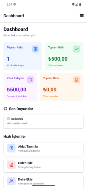 Yönetici 360 mobil ana ekran
